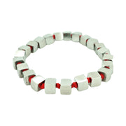 Pulsera de acero y goma roja para hombre